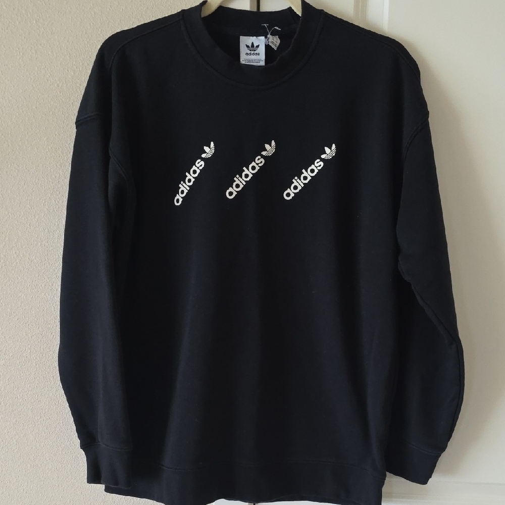 Adidas Triple Logo Black Crewneck Sweater